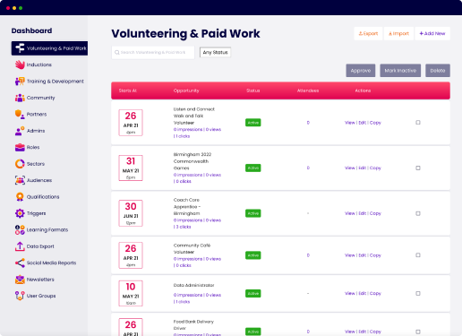 Skills360 Volunteering Opportunities Listing Screen